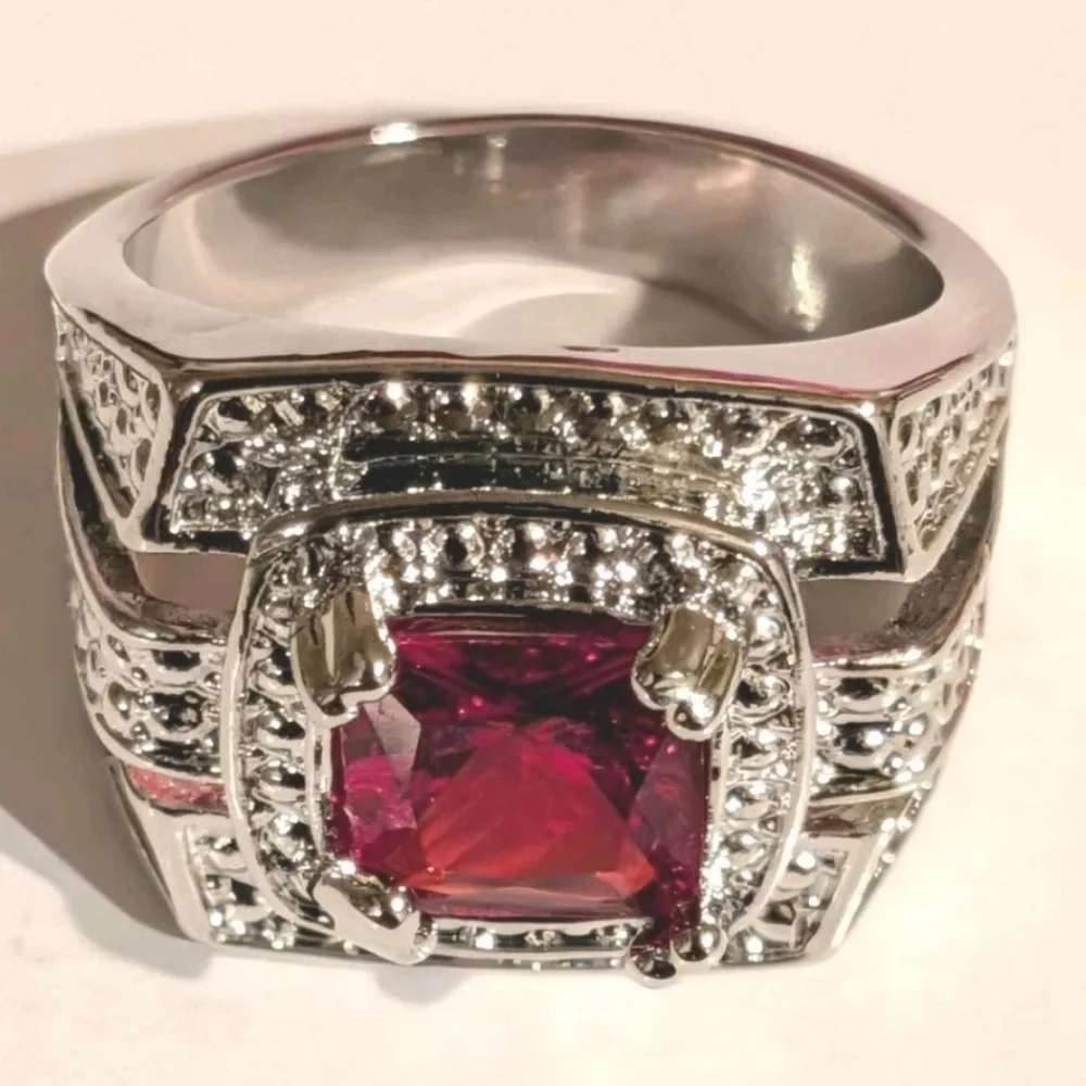 2CT Round Cut Lab Created Diamond Men's Engagement Ring 14K Silver Plated Sz 9